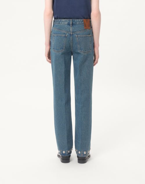 Valentino - Denim Pants With Cabochons - Blue - Man - Denim