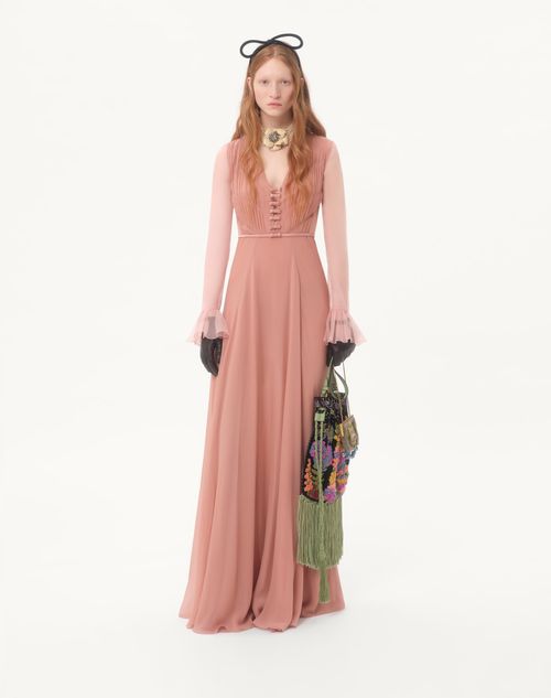 Valentino - Light Georgette Long Dress - Light Pink - Woman - Gowns