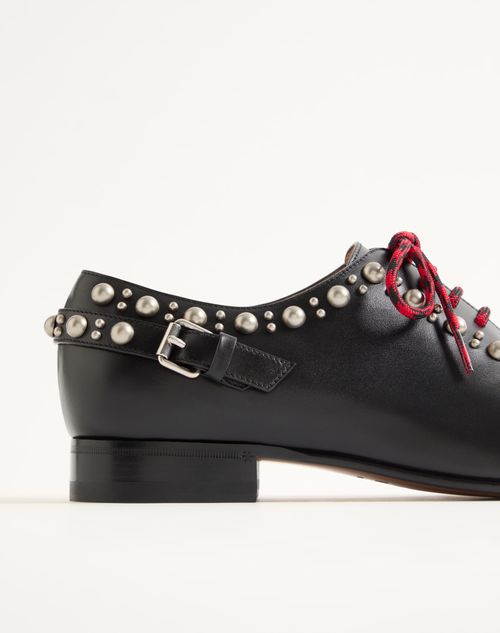 Valentino Garavani - Derby Mockers In Calfskin - Black - Man - Lace-ups