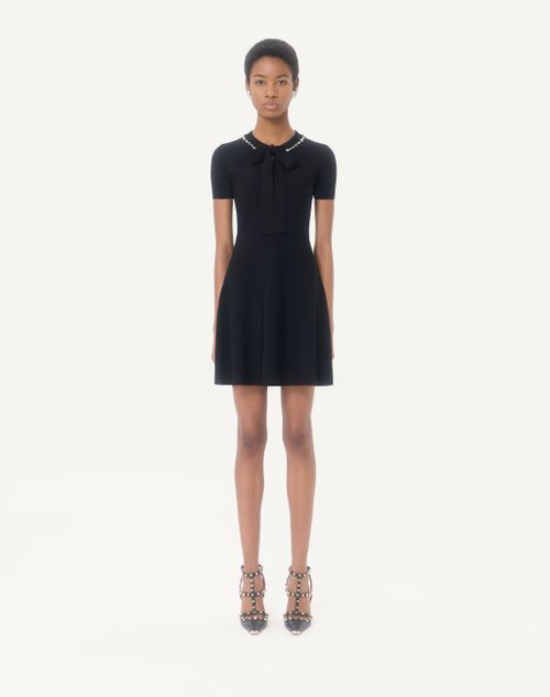 Valentino - Embroidered Knit Dress - Black - Woman - Knitwear