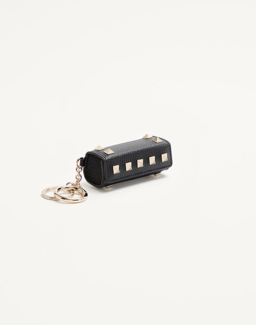 Valentino Garavani - Valentino Garavani Rockstud Charm In Grainy Calfskin - Black - Woman - Bag Charms And Keyrings