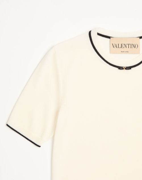 Valentino - Wool Jumper - Ivory/black - Woman - Knitwear