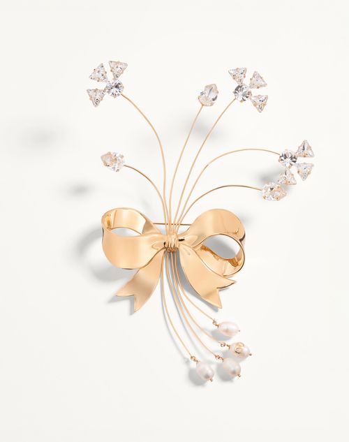 Valentino Garavani Floral Metal Brooch In Gold