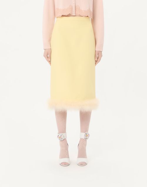 Valentino - フェザーディテール クレープクチュール ミディスカート - イエロー - ウィメンズ - スカート