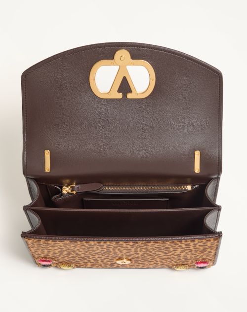 Valentino Garavani - Valentino Garavani Vain Embroidered Shoulder Bag In Pony-effect Calfskin. - Multicolour - Woman - Shoulder Bags