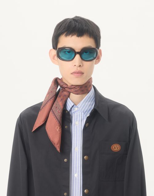 Valentino - Nylon Shirt Jacket With Patch Vlogo - Navy - Man - Outerwear