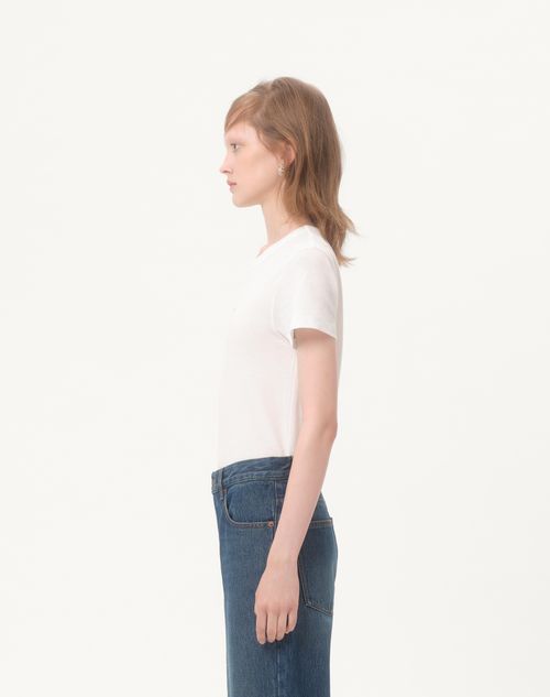 Valentino - Cotton T-shirt - Ivory - Woman - T-shirts And Sweatshirts