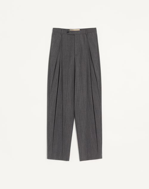 Valentino - Valentino Pinstripe Wool Pants With Pleats - Gray/multicolor - Man - Pants And Shorts