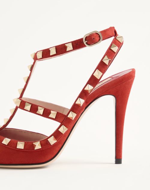 Valentino Garavani - ロックスタッズ スエード パンプス 100mm - レッド - ウィメンズ - パンプス