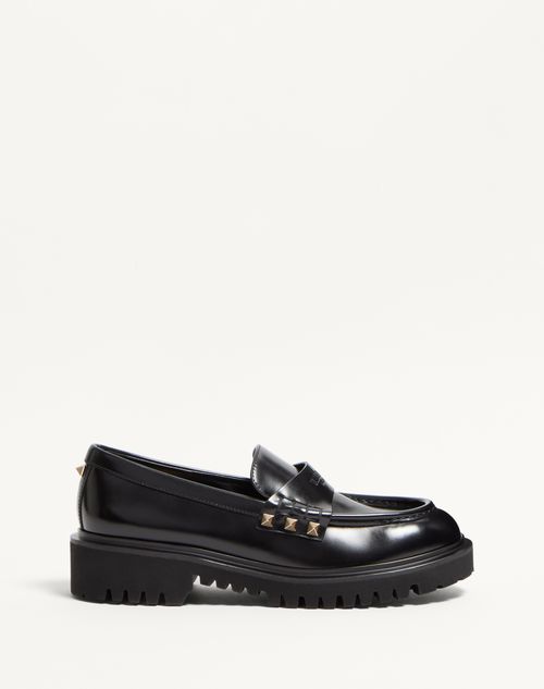 Valentino Garavani Rockstud Calfskin Loafer Woman Black 42