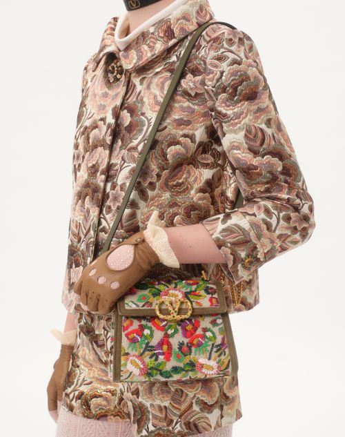 Valentino Garavani - Valentino Garavani Vsling Mini Embroidered Handbag With Jewel Logo - Natural/multicolor - Woman - Top Handle Bags