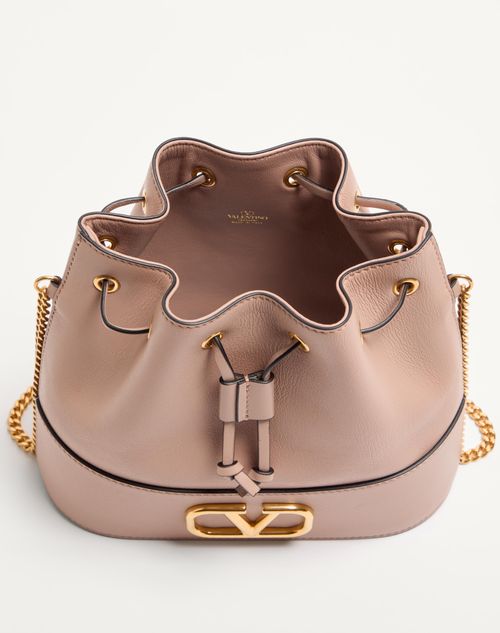 Valentino Garavani - Mini Bucket Bag In Nappa With Vlogo Signature Chain - Rose Cannelle - Woman - Shoulder Bags