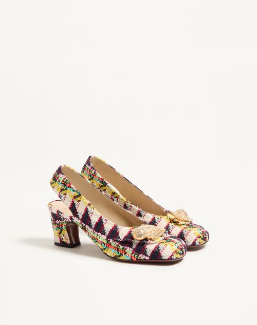 Valentino Garavani - Adamantine Slingback Pumps In Tweed 60mm - Multicolour/butter - Woman - Pumps