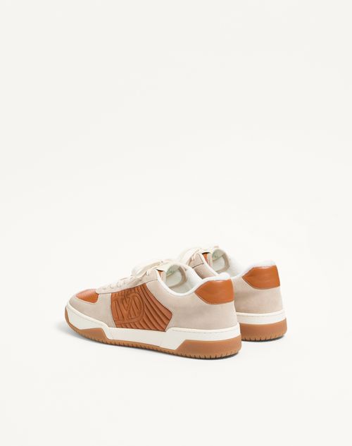 Valentino Garavani - Sparry Sneaker In Split Leather And Nappa - Beige - Man - Sneakers