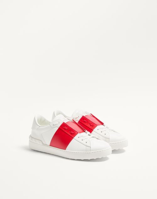 Valentino Garavani - Calfskin Open Sneaker - White/red - Man - Trainers