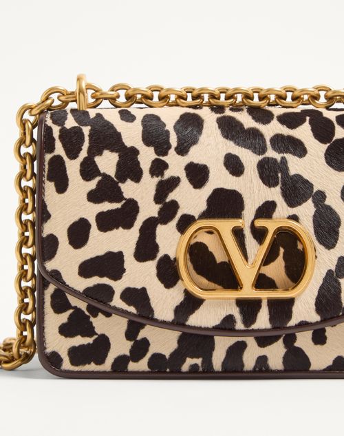 Valentino Garavani - Valentino Garavani Vain Small Shoulder Bag In Pony Effect Calfskin With Animalier Print - Natural/brown - Woman - Shoulder Bags