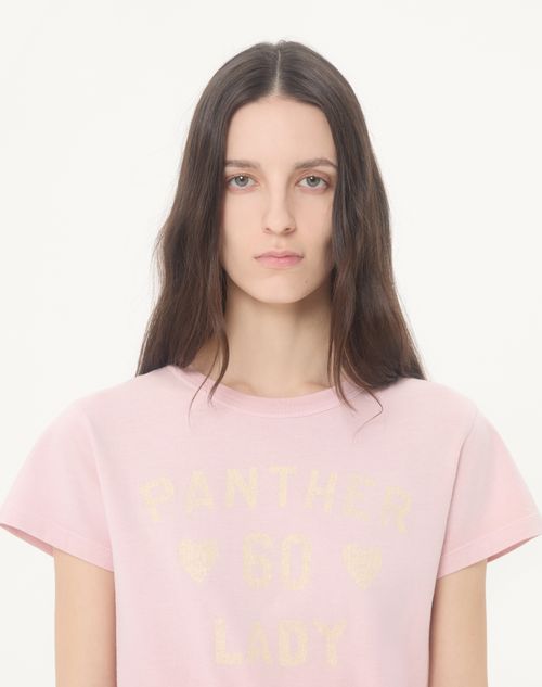 Valentino - Bedrucktes T-shirt Aus Baumwolle - Rosa - Frau - T-shirts & Sweatshirts