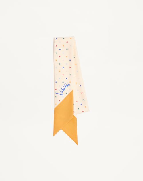 Valentino Garavani - Multicolor Starry Silk Bandeau Scarf - Vanilla/orange - Woman - Soft Accessories