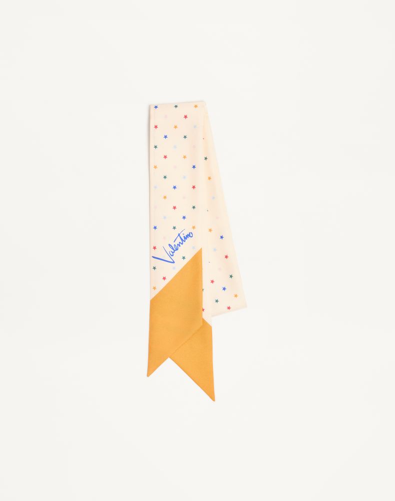 Valentino Garavani Women's Vanilla/Orange Multicolour Starry Silk Bandeau Scarf Woman Uni