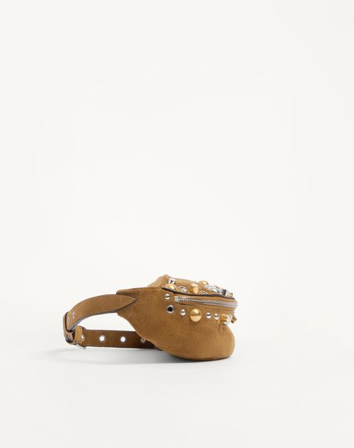 Valentino Garavani - Valentino Garavani Nellcôte Suede Belt Bag - Havana Beige - Man - Belt Bags