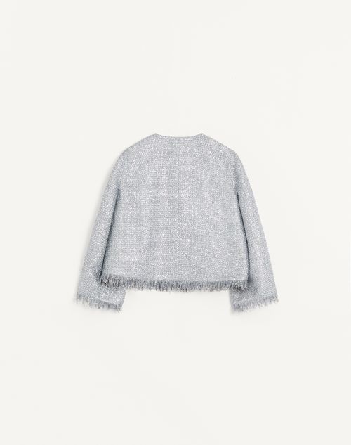 Valentino - Valentino Caban In Lurex Basket Weave - Silver - Woman - Jackets And Blazers