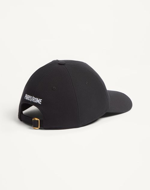 Valentino Garavani - Baseball Cap Chez Valentino In Cotone Con Ricamo - Nero - Uomo - Cappelli E Guanti