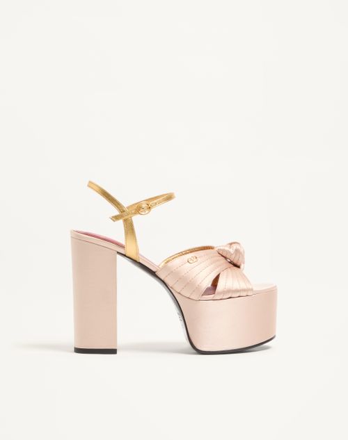 Valentino Garavani - Sandal With Crasher Platform In Satin 125mm - Skin/crystal - Woman - Sandals