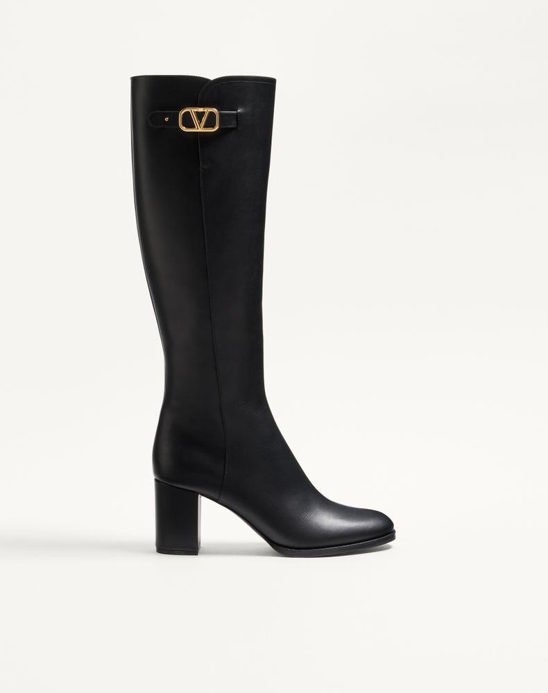 Valentino Garavani Vlogo Signature Calfskin Boot 70mm Woman Black 38.5