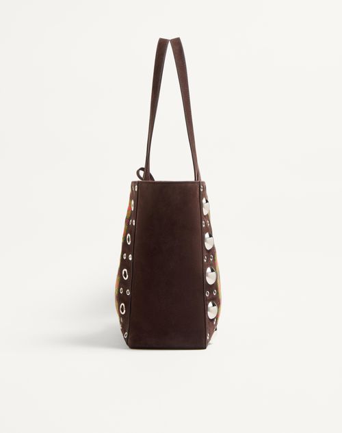 Valentino Garavani - Valentino Garavani Nellcôte Large Shopping Bag In Jacquard Fabric - Multicolor/testa Di Moro - Man - Totes