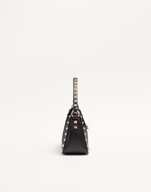 Valentino Garavani - Small Rockstud Grainy Calfskin Crossbody Bag - Black - Woman - Bags
