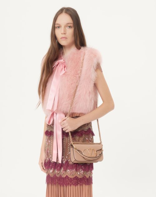 Valentino Garavani - Valentino Garavani Locò Small Shoulder Bag With Jewel Logo - Rose Cannelle - Woman - Shoulder Bags