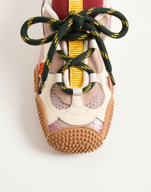 Valentino Garavani - Amphibia Trainer In Rubberised Calfskin And Calfskin - Pink - Woman - Sneakers