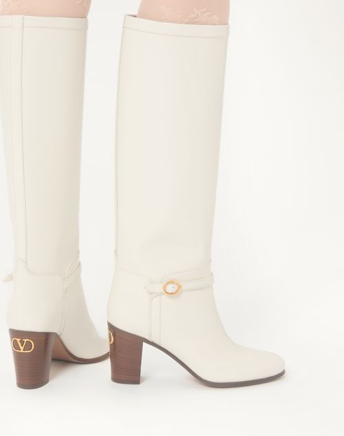 Valentino Garavani - Pattie Calfskin Boot 75mm - Ivory - Woman - Boots