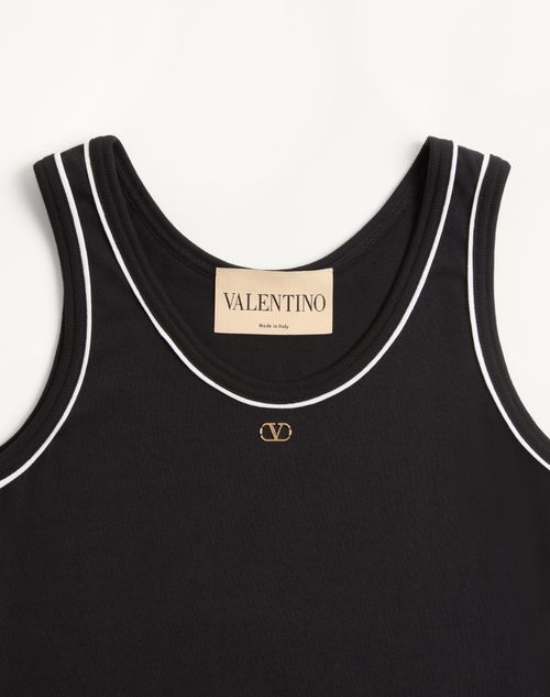Valentino - Cotton Jersey Top - Black/white - Woman - T-shirts And Sweatshirts