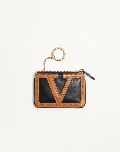 Valentino Garavani - Valentino Garavani Viva Superstar Nappa Leather Key Ring - Black/spice - Woman - Bag Charms And Keyrings
