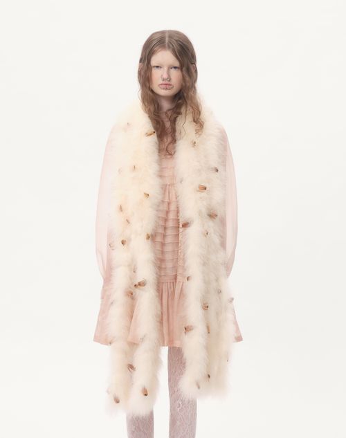Valentino Garavani - Valentino Feathers Scarf With Turkey And Pheasant Feathers - White/brown - Woman - Soft Accessories