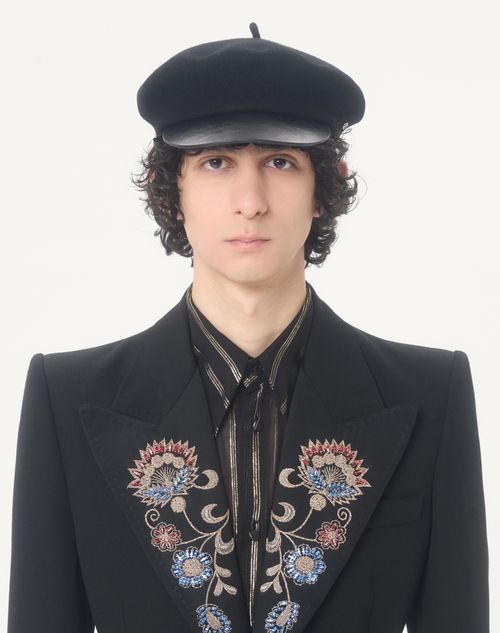 Valentino - Valentino Embroidered Belted Jacket In Grain De Poudre Wool - Black - Man - Coats And Blazers