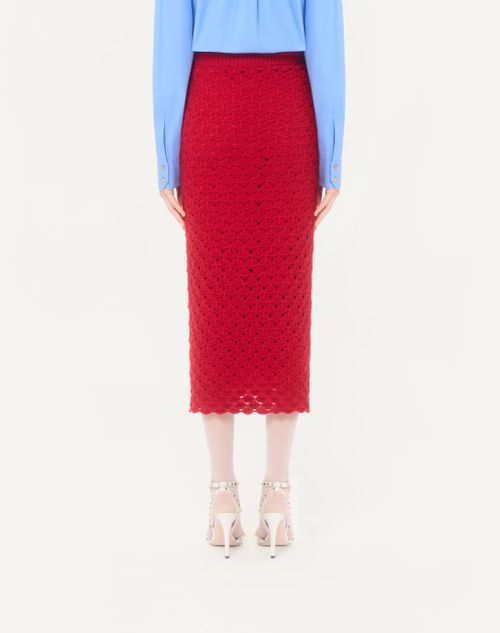 Valentino - Valentino Wool And Cashmere Skirt - Cherry - Woman - Skirts