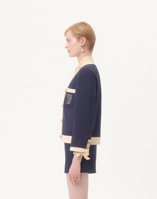 Valentino - Crepe Couture Jacket - Indigo/birch - Woman - Jackets And Blazers