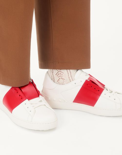Valentino Garavani - Calfskin Open Sneaker - White/red - Man - Trainers