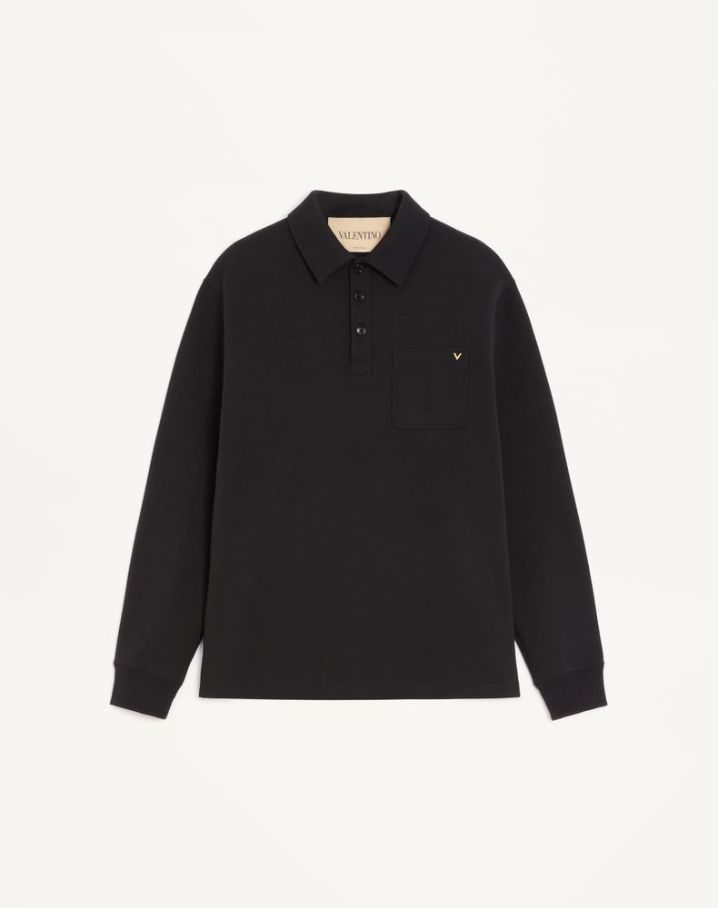 Valentino Men's Black Cotton Polo Shirt With Vgold Man Xxl