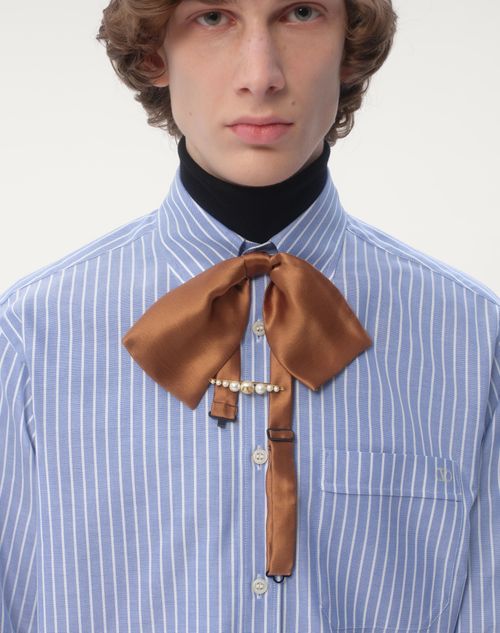 Valentino Garavani - Fermacravatta Vlogo Signature In Metallo E Perle - Oro/crema - Uomo - Gioielli