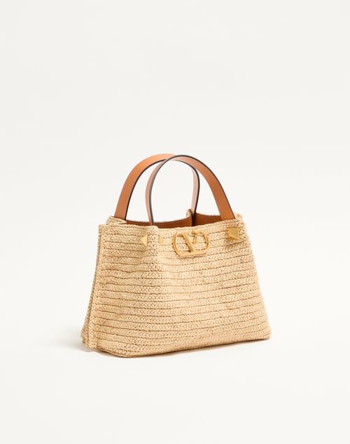 Valentino Garavani - Valentino Garavani Small Raffia Shopping Bag. - Natural - Woman - Totes