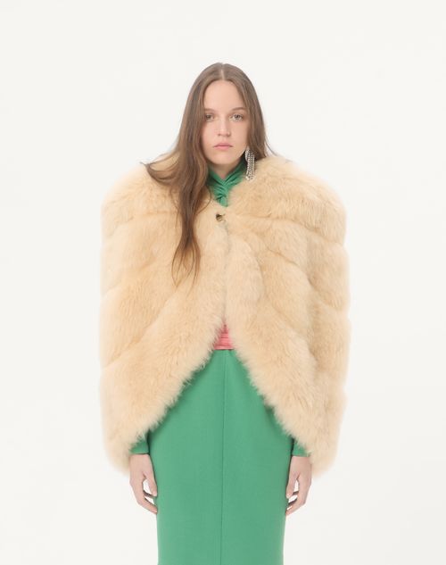 Valentino - Goat Cashmere Cape - Champagne - Woman - Coats And Outerwear