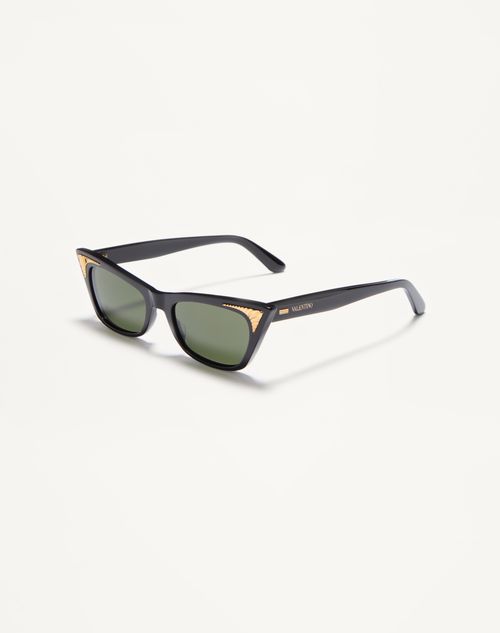 Valentino - Cat-eye Acetate Frame - Black/green - Woman - Eyewear