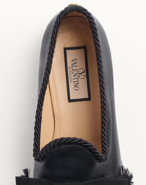 Valentino Garavani - Bowow Leather Loafer - Black - Man - Loafers And Driver