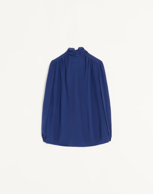 Valentino - Crepe De Chine Shirt - Blue - Woman - Shirts & Tops