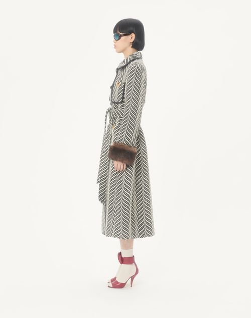 Valentino - Wool Cloth Coat With Fauve Eclat Animal Print - Butter/black - Woman - Coats And Outerwear
