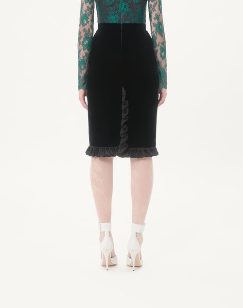 Valentino - Sablé Velvet Skirt - Black - Woman - Skirts