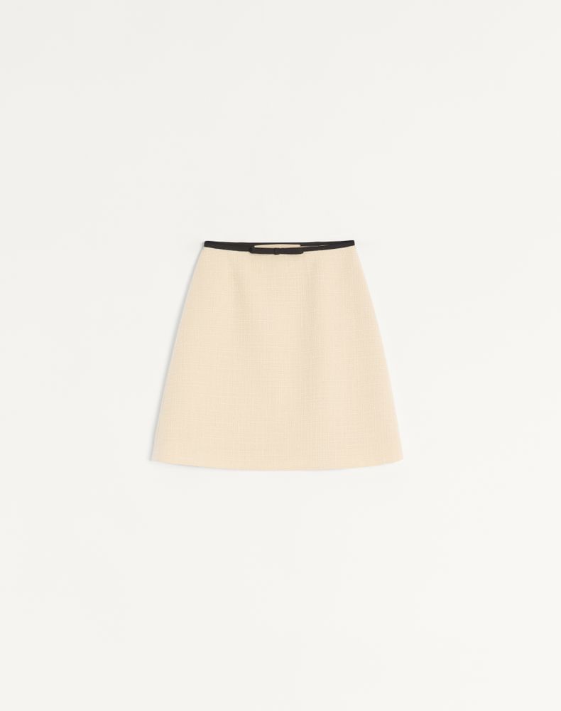 Valentino Women's Almond/Black Plain Wool Tweed Short Skirt Woman 50